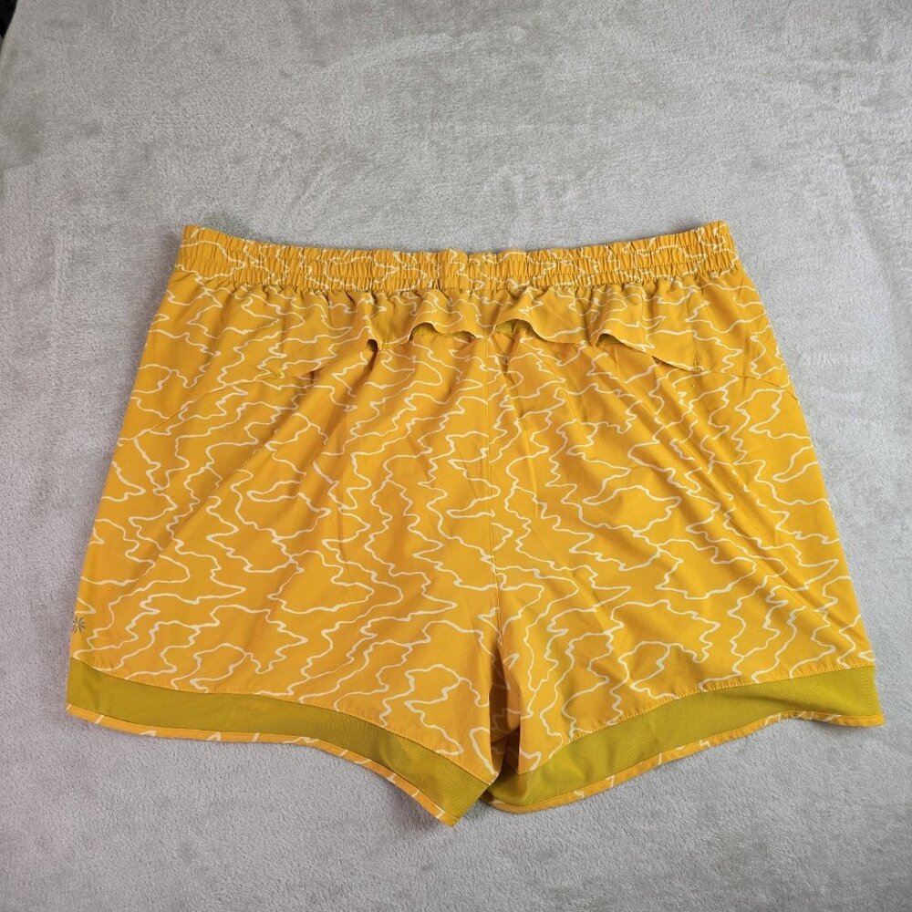 Athleta Womens 3X Running Shorts Printed MESH Racer RUN Yellow Athletic Lined - Picture 2 of 16